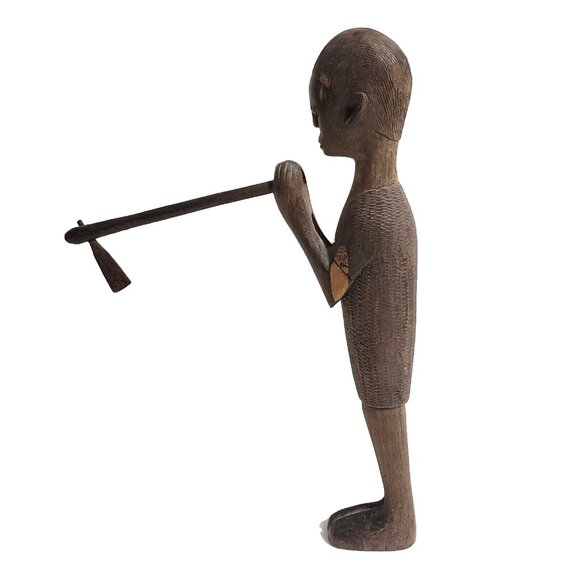 Vintage 12.5" Tall Handcarved Wooden African Tribal Standing Man Figure GUC - Picture 2 of 11